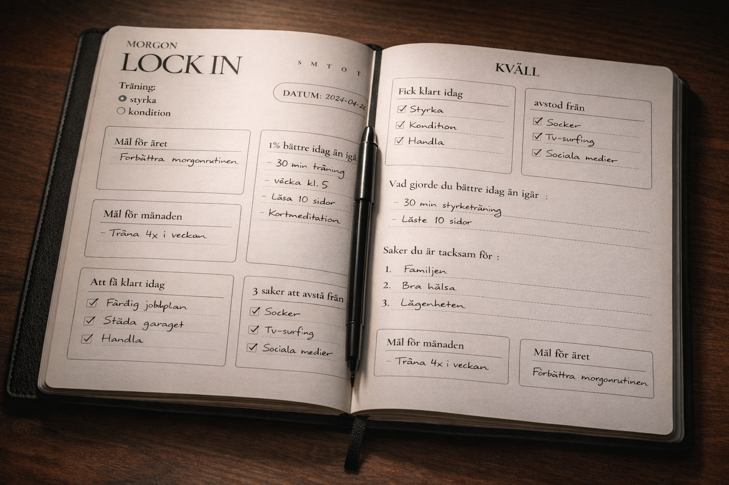 LOCK IN - Morgon och Kväll journal